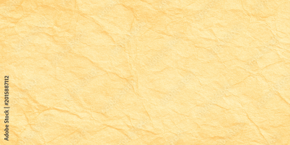Fototapeta premium Crumpled yellow paper texture background with wrinkles and creases for design and craft projects