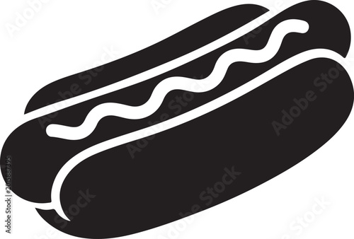 Tableau sur toile Bold silhouette hotdog icon vector isolated on white background for fast food branding design modern