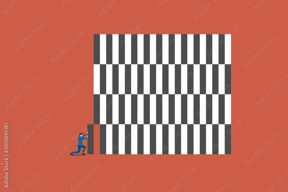 Ταπετσαρία Business challenge with businessman as pushing part of block