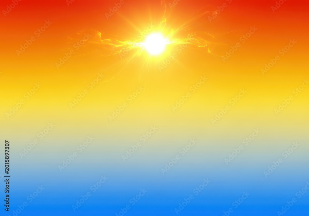 Naklejka premium The intense midday sunlight radiating warmth and energy across a vibrant landscape during the peak period of the annual solar cycle, solstice, season, climate