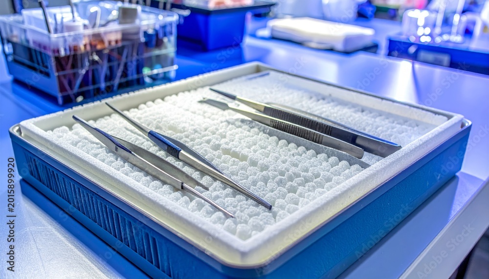 Fototapeta premium Dissection instruments arranged in laboratory tray