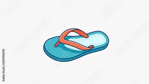 A single blue flip-flop with an orange strap, depicted in a simple cartoon style on a white background.