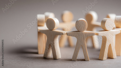 Human figures standing in circle on gray background, space for text. Diversity,teamwork,equality business concept and inclusion concept
