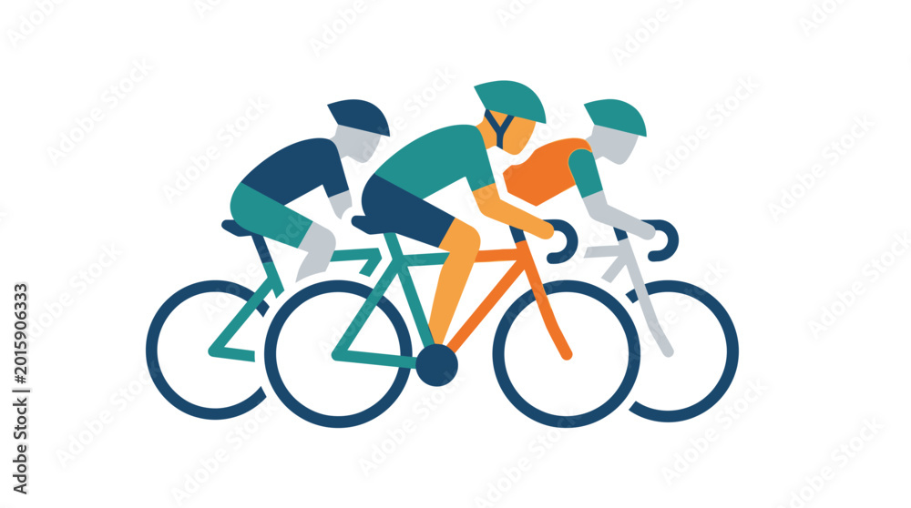 Fototapeta premium Dynamic Group Bicycle Ride with Cycling Team.
