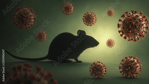 Hantavirus.Virus Outbreak Concept with Rat – Rodent Viruses