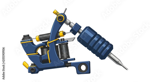 Cuadro en lienzo Professional Tattoo Machine Gun - Blue and Yellow Equipment