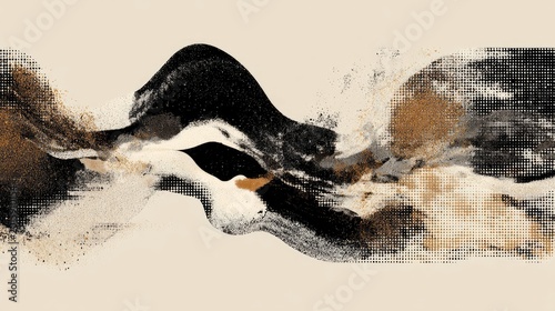 Abstract Ink Wash Painting of Dynamic Flowing Forms.