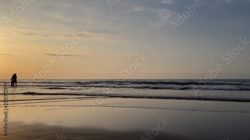 4K People Silhouette At Shalun Beach Sunset Tamsui