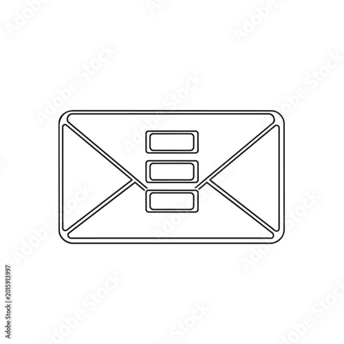 Postal envelope icon with rectangular stamp boxes for address verification and mailing services.