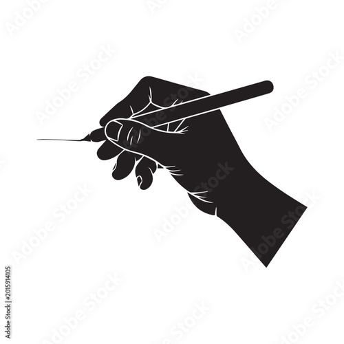 Foto Professional designer hand holding stylus pen for digital illustrator silhouette vector art