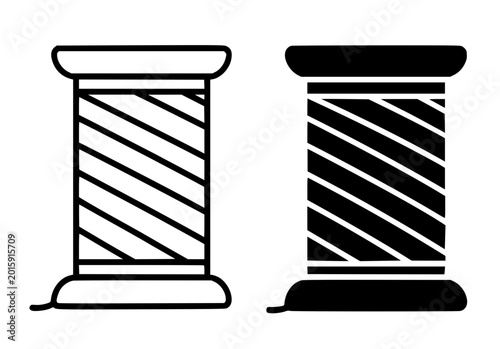 Spool of thread minimalist illustration, outline and silhouette icon