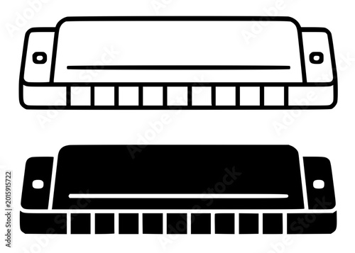 Foto Harmonica minimalist illustration, outline and silhouette icon