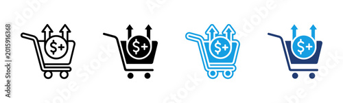 Foto Upselling Strategy icon multiple style collection