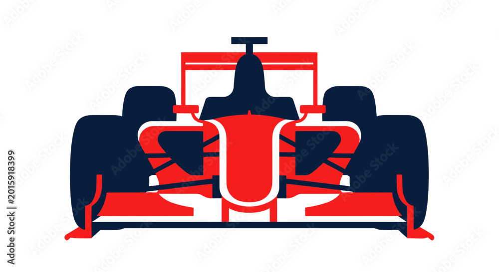 Fototapeta premium Formula 1 Race Car Front View - Red and Blue Graphic