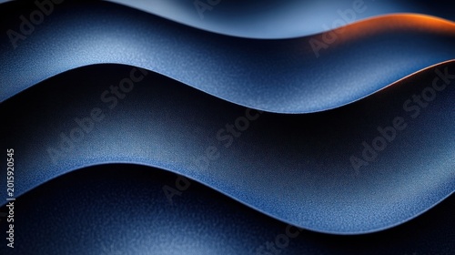 Dark blue fabric ripples softly creating an artistic display under light