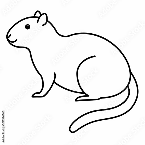 A simple black and white vector illustration of a rodent resembling a guinea pig sitting in a minimalist line art style