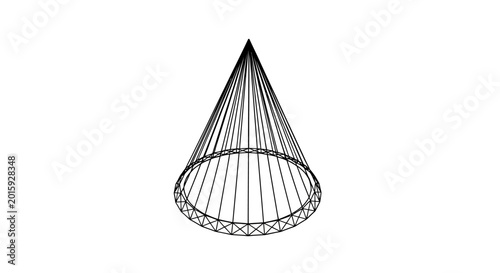 3D Wireframe Cone Structure Geometric Shape