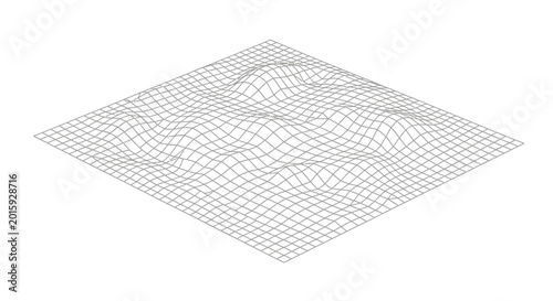 Abstract 3D Wireframe Terrain Mesh Landscape