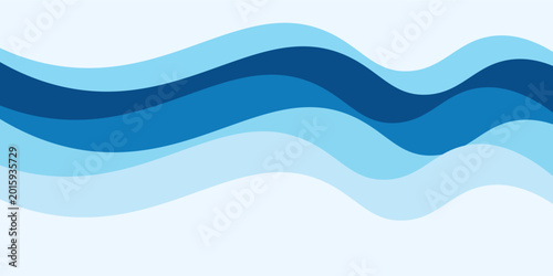 Seamless sea waves layered vector background. Blue ocean waves. Water wave pattern design.