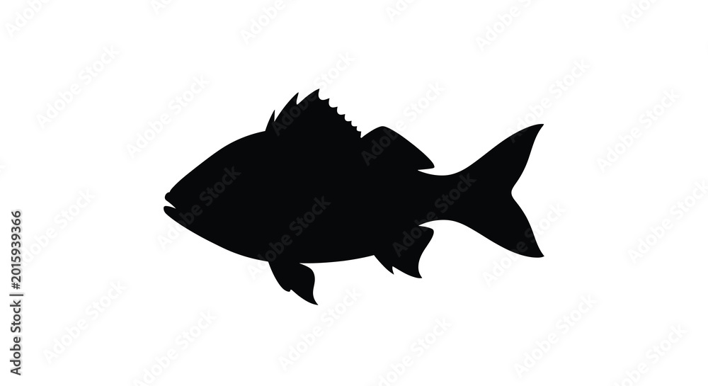 Fototapeta premium Black fish silhouette on a white background silhouette