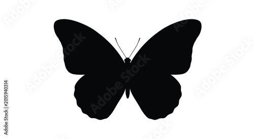 Tableau sur toile Black butterfly silhouette on a white background