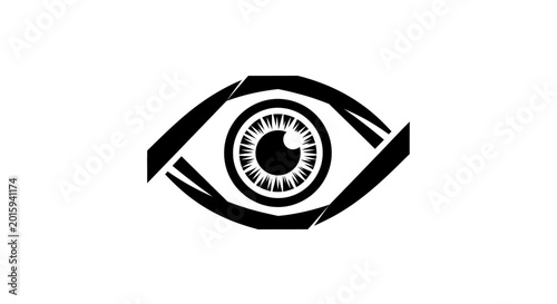 Abstract Eye Icon with Camera Shutter Aperture Design