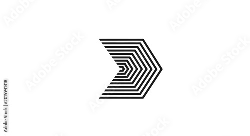 Abstract Geometric Arrow Shape with Parallel Lines