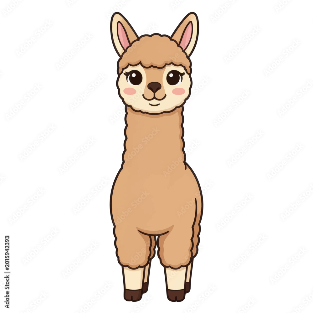 Fototapeta premium Cute Cartoon Alpaca Vector Illustration Isolated Transparent Background for Children'S Design and Pet-Themed Projects