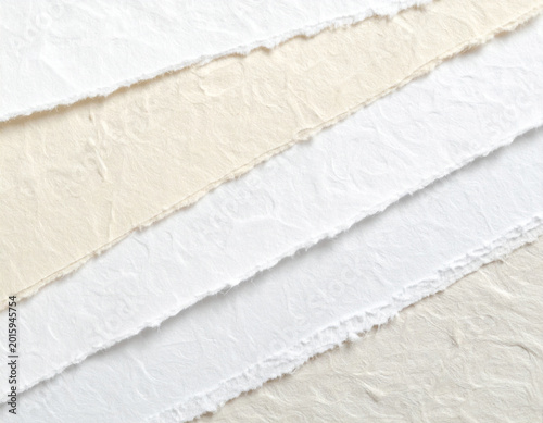 Macro shot of white and beige Japanese Washi paper texture background