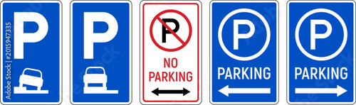 Car parking vector icons set. Parking sign collection. Blue parking sign. Vector illustration