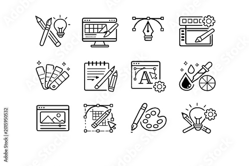 Creative Design Tools Line Icons Collection