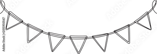Bild auf Leinwand Garland bunting with flags in one continuous line drawing