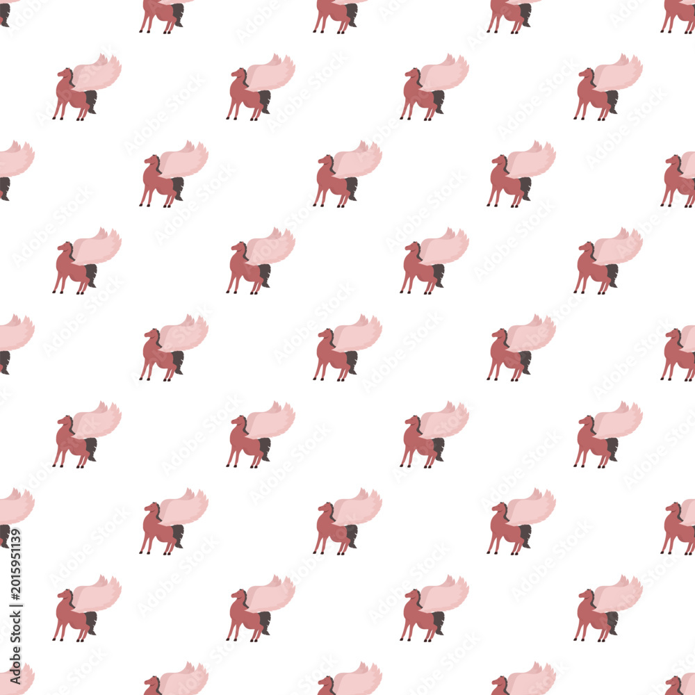 Fototapeta premium Pink winged horse pegasus mythical creatures repeating as a seamless pattern