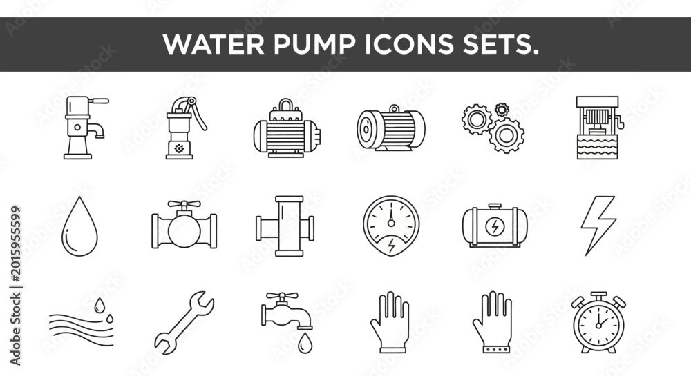 Fototapeta premium Water Pump Icons Set