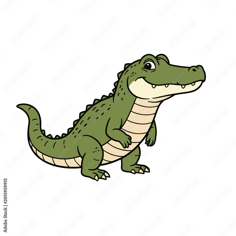 Fototapeta premium Cute Cartoon Alligator Character Vector Illustration, Isolated Transparent Background for Kids Apps and Educational Content