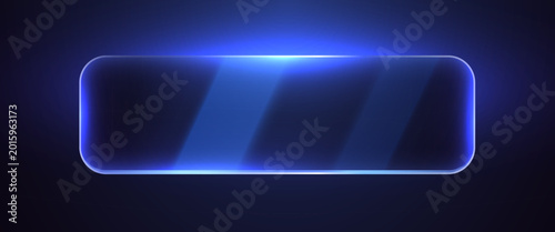 Canvas Print Abstract blue glass banner with glowing light effect