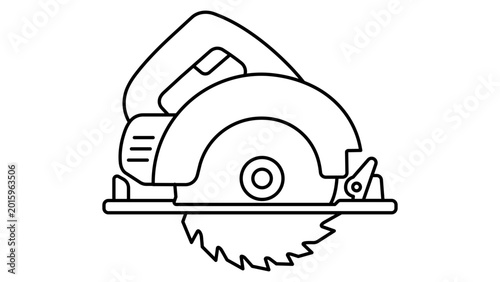 Schilderij op canvas Minimalist circular saw vector icon with editable stroke featuring a power tool for woodworking, construction, and carpentry