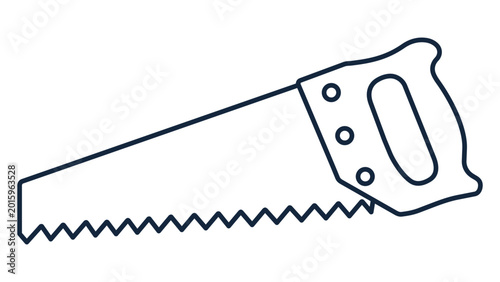 Billede på lærred Sharp hand saw vector icon featuring an editable stroke for carpentry and construction projects, a versatile minimalist illustration perfect for DIY workshops and hardware tool graphics