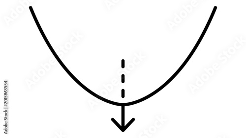 Bild auf Leinwand Minimalist Nadir arrow vector icon with editable stroke, pointing downwards in a clean astronomical diagram style, perfect for navigation, science projects, and technical illustrations in SVG format