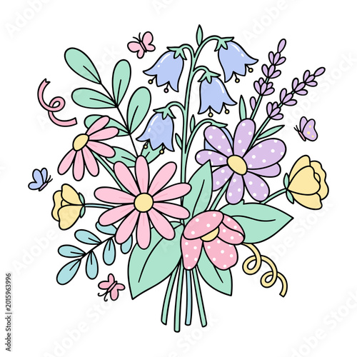 Whimsical Watercolor Summer Bouquet