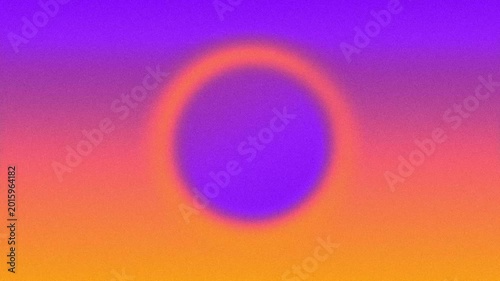 Looping animated background with a round shape being circled by ray of light, please wait, standby ,or loading screen with purple and orange gradient texture