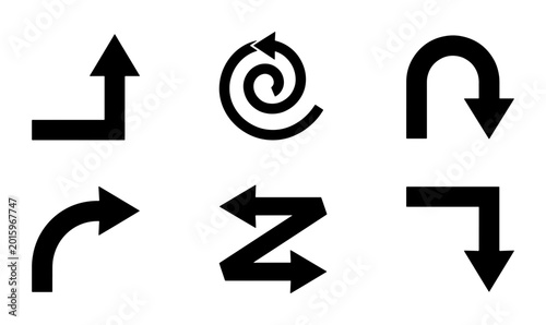 Foto Black Arrow Icons Set: Directional Symbols, Navigation Cursors, Circular Arrows,