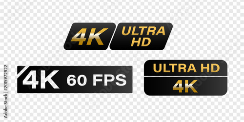 Fotografie Ultra hd logo gold and transparent design. 4k 60 fps ultra banner