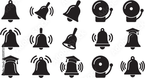 Photos Collection of various alarm bell icons.