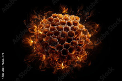 Transforming healthcare through nature's healing a close-up of a honeycomb structure in a vibrant environment