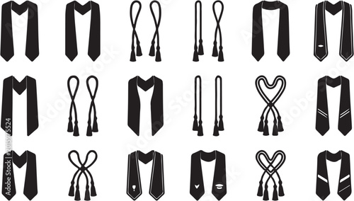 Foto Collection of graduation stoles and cords in various styles and arrangements