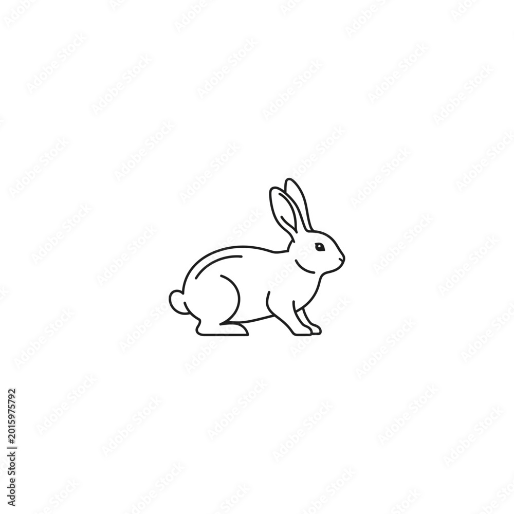Obraz premium Minimalist line art vector illustration of a sitting rabbit silhouette