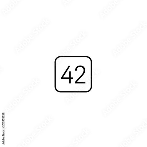 Number forty two rounded square outline icon with minimalist, interface