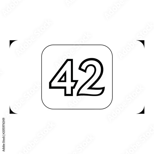 Number forty two graphic label with corner indicators registration minimalist