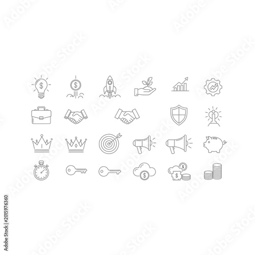 Business and finance line icon set for professional corporate web applications